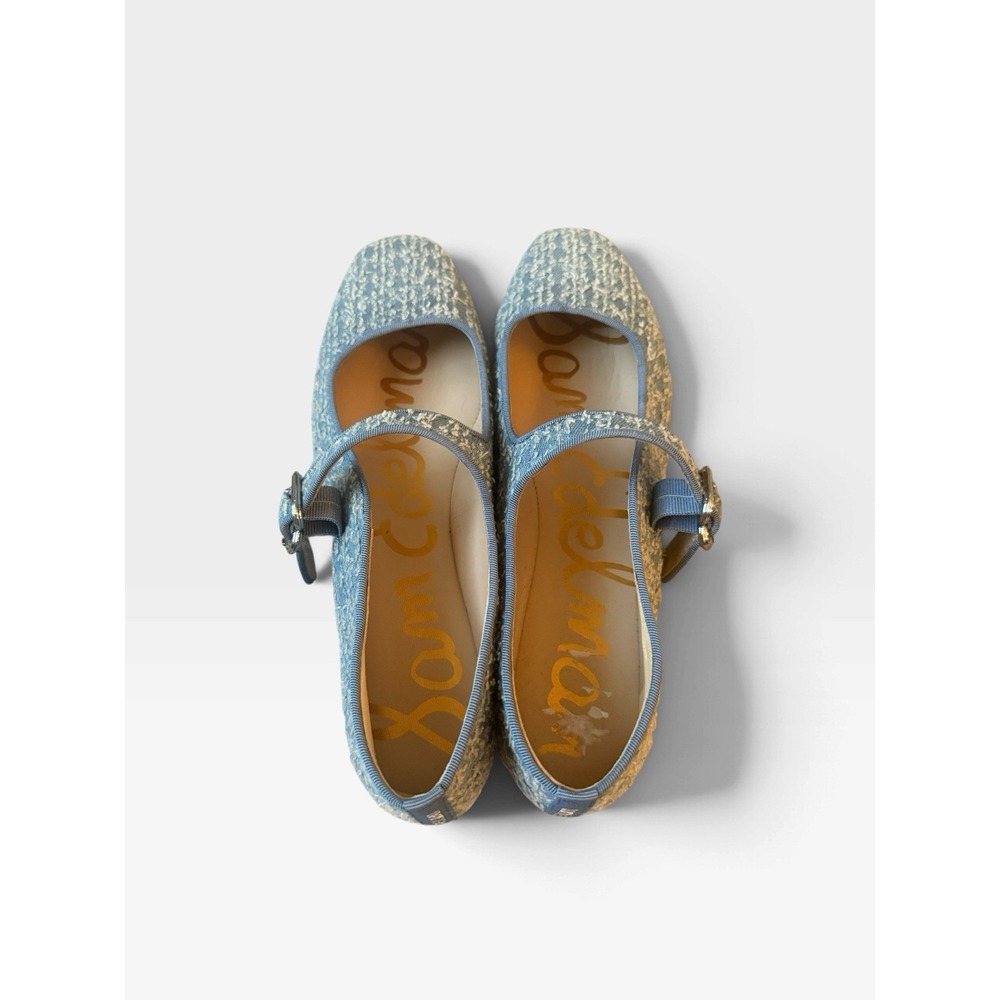 Sam Edelman Montrose Blue Denim Michaela Buckled Mary Jane Flats Women's US 7.5 - Picture 5 of 6